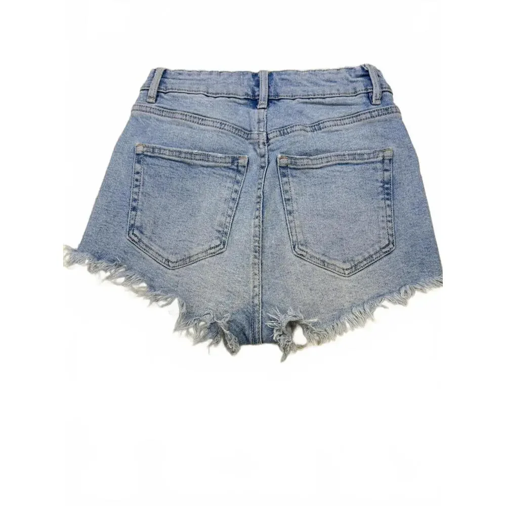 Zara Light Blue Frayed Raw Hem Ripped Jean‎ Shorts Women's Size 2